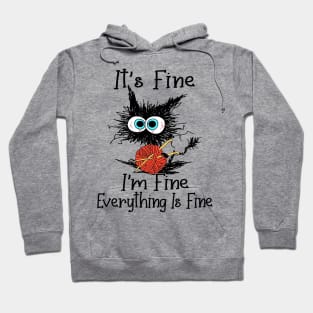 Crochet Black Cat It's Fine I'm Fine Everything Is Fine Hoodie